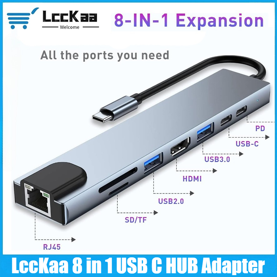 USB C Hub 8/7 in 1 4K HDMI Ada - Home Assistant Sd ulasan dan harga