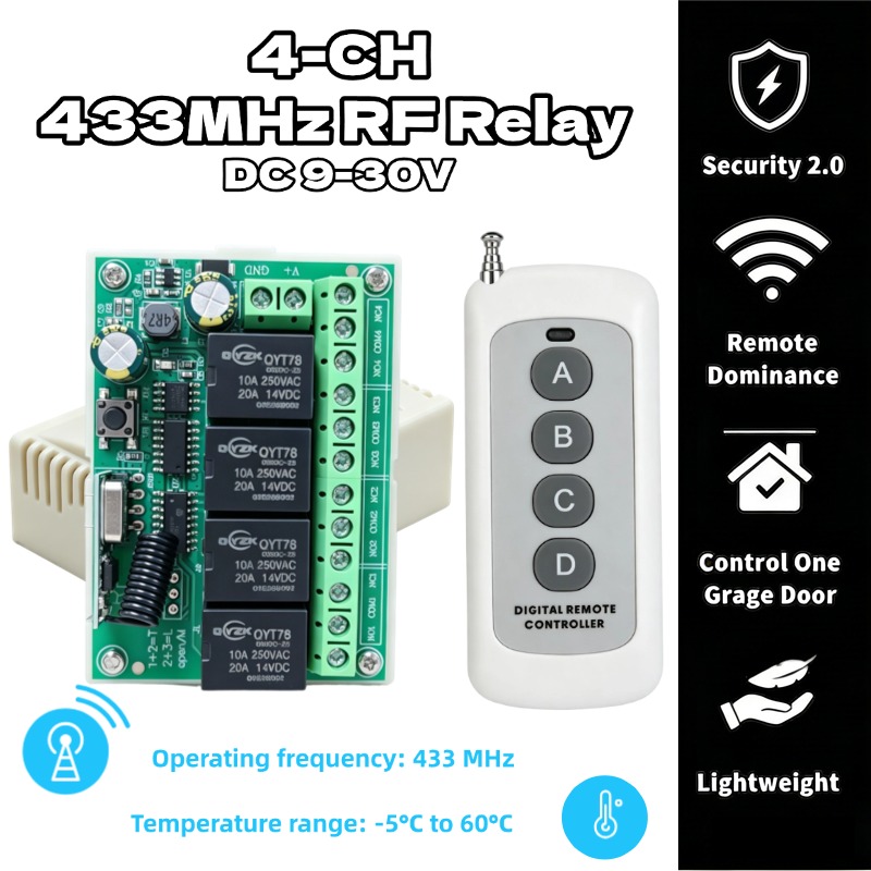 Modul Penerima Relay 4CH DC 12 - 433Mhz Receiver Module ulasan dan harga